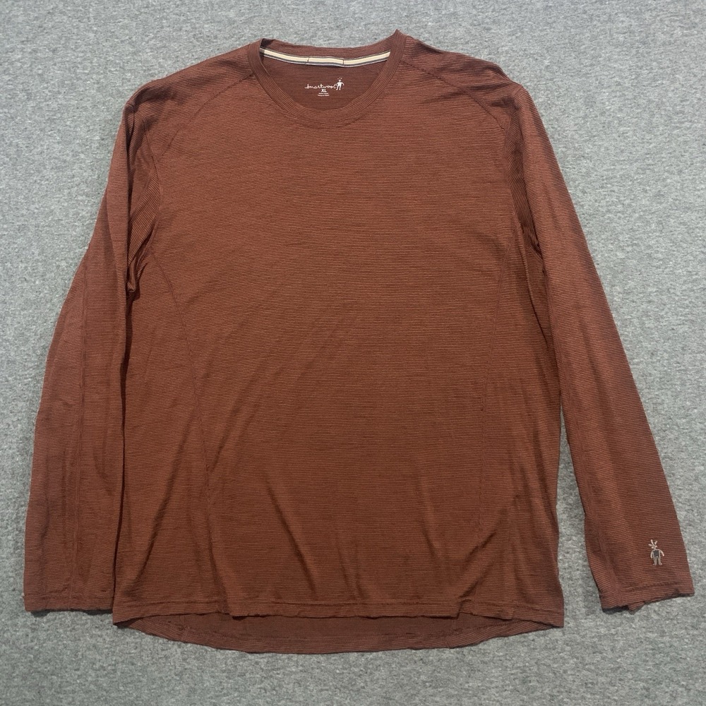 Smartwool Tibetan Red Striped Long Sleeve Shirt 100% Merino Wool Men's - Size XL